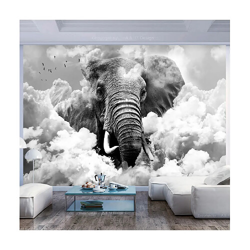 Artgeist Papier peint - Elephant in the Clouds (Black and White) [350x245]