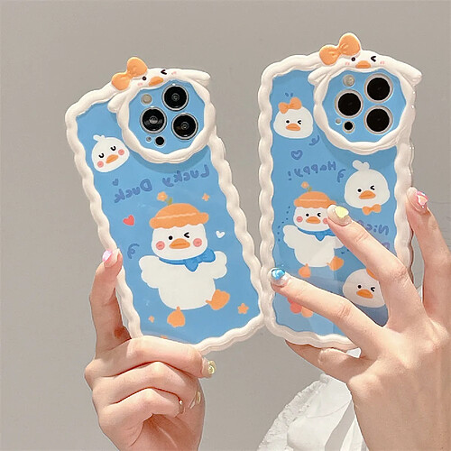 GUPBOO Étui pour iPhone13 Danse canard clin d'oeil mignon téléphone étui dessin animé doux