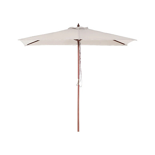 Beliani Parasol de jardin en bois avec toile blanc beige 144 x 195 cm FLAMENCO