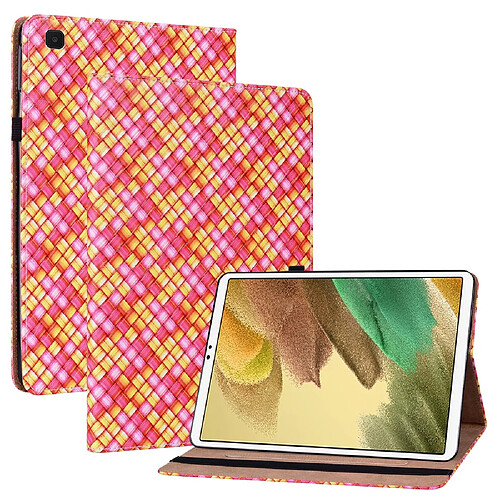 Etui en PU texture tissée multicolore avec support et porte-cartes rose pour votre Samsung Galaxy Tab A7 Lite 8.7-pouces SM-T220/SM-T225