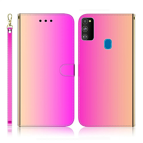 Wewoo Housse Coque Pour Galaxy M30s Etui à rabat horizontal en surface imitation miroir avec fentes cartes et porte-cartes ainsi que portefeuille et lanière dégradé de couleur