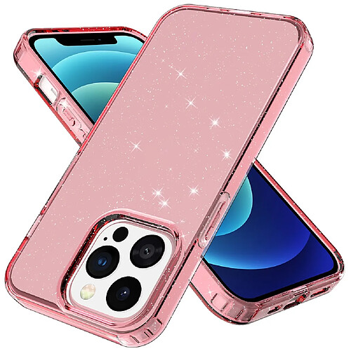 Coque en TPU à paillettes cristallines rose transparent pour votre Apple iPhone 13 Pro 6.1 pouces