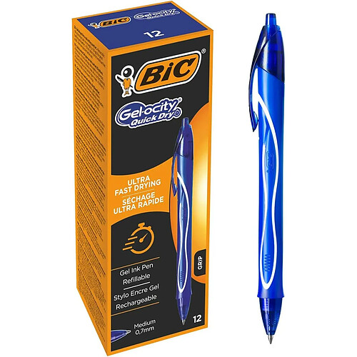 Stylo gel Bic Gel-Ocity Bleu 0,3 mm (12 Unités)