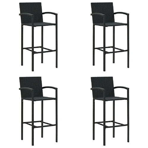 vidaXL Tabourets de bar lot de 4 noir résine tressée