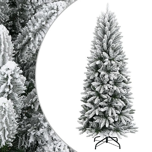 vidaXL Sapin de Noël artificiel avec neige floquée 210 cm PVC et PE