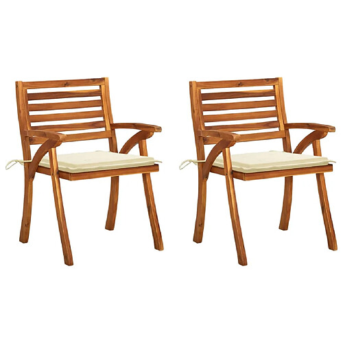 vidaXL Chaises à manger de jardin avec coussins lot de 2 Acacia massif