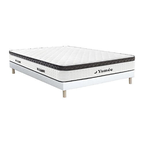 Vente-Unique Ensemble 140 x 190 cm sommier tapissier + matelas ressorts ensachés et surmatelas intégré ép.34cm - COSMOPOLITAIN II de YSMÉE