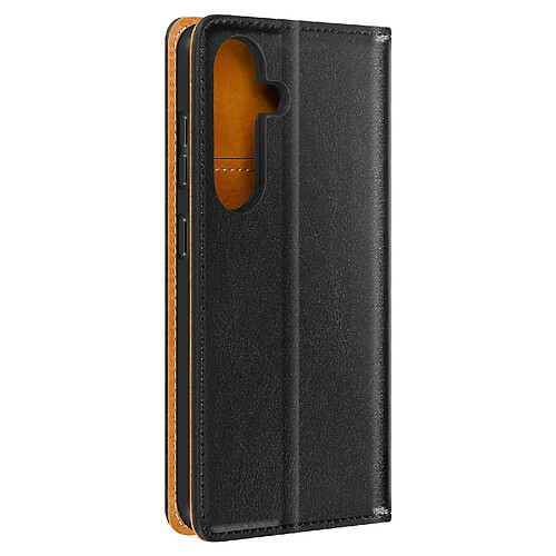 Avizar Housse Portefeuille pour Samsung Galaxy S24 Cuir Véritable Noir