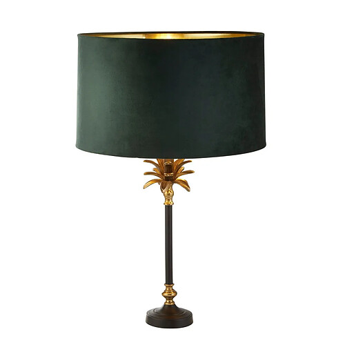 Searchlight Lampe de Table Laiton Antique, Noir, Abat-jour Velours Vert