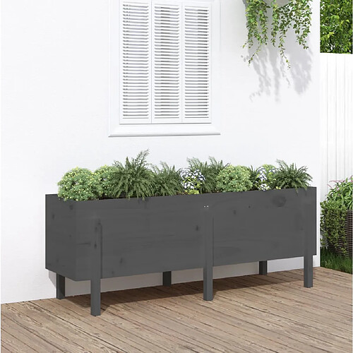 vidaXL Lit surélevé de jardin gris 160x50x57 cm bois de pin massif