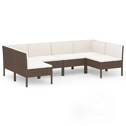 Maison Chic Salon de jardin 6 pcs + coussins - Mobilier/Meubles de jardin - Table et chaises d'extérieur Résine tressée Marron -MN76441