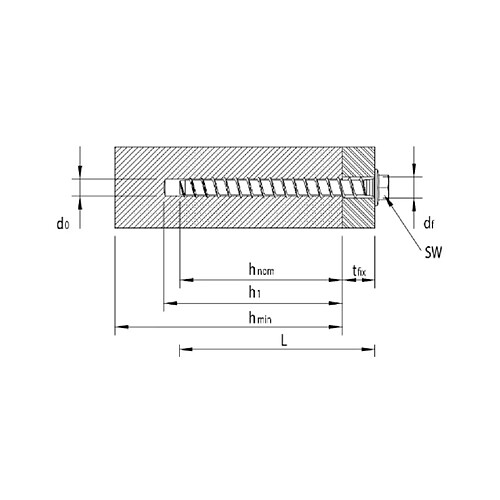 HECO MULTI MONTI plus SS Vis d'ancrage 10,0 x 60 mm, 25 pcs. + Vis à béton, tête hexagonale avec rondelle pressée, revêtement HP (48439)