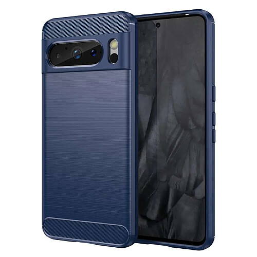 Htdmobiles Coque pour Google Pixel 8 Pro 5G - housse etui silicone gel carbone + verre trempe - BLEU FONCE