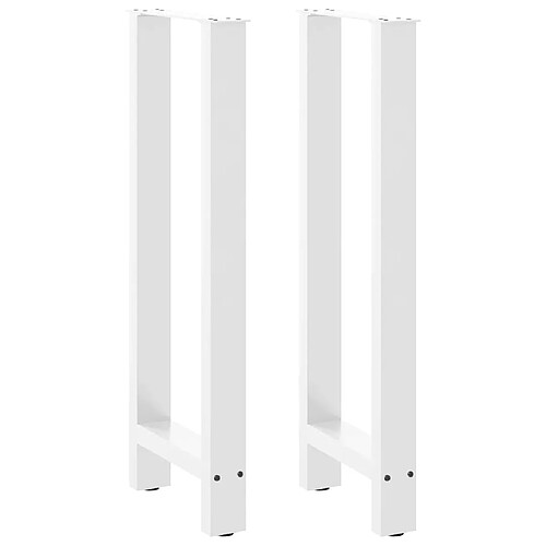 vidaXL Pieds de table basse blanc 2 pcs 40x(90-91) cm acier