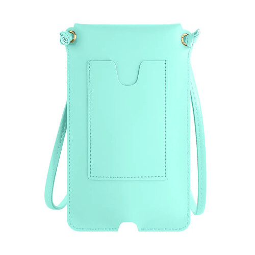 Avizar Pochette Bandoulière Smartphone avec Rangement carte Simili cuir turquoise