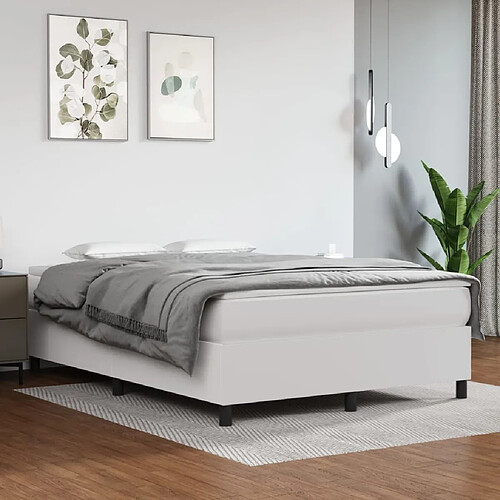 Maison Chic Lit Adulte - Lit simple Lit à sommier tapissier avec matelas moelleux - Meuble de Chambre Blanc 140x200cm Similicuir -MN52128