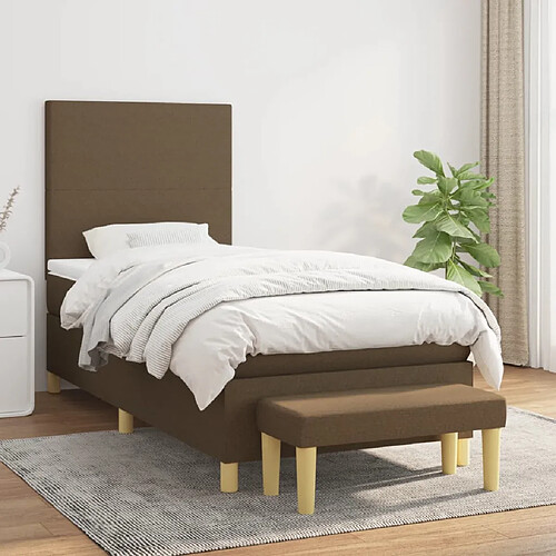 vidaXL Sommier à lattes de lit avec matelas Marron foncé 90x190 cm