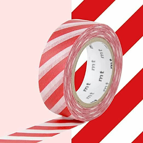 Masking tape à rayures - Rouge - 1,5 cm x 7 m