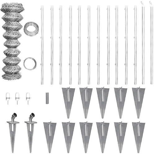 vidaXL Clôture à mailles losangées et poteaux acier galvanisé 25x1,5 m