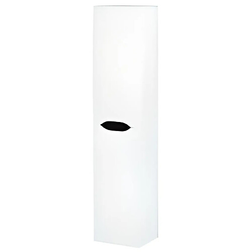 Pegane Colonne Meuble salle de bain en mélamine laqué blanc brillant - Longueur 30 x profondeur 27 x Hauteur 140 cm