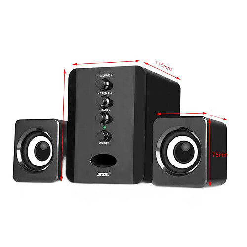 Universal Combinaison câblée haut-parleurs de haut-parleurs Basse Stéréo Music Player Subwoofer Boîte sonore pour ordinateur portable de bureau | Haut-parleurs portatifs (Noir)