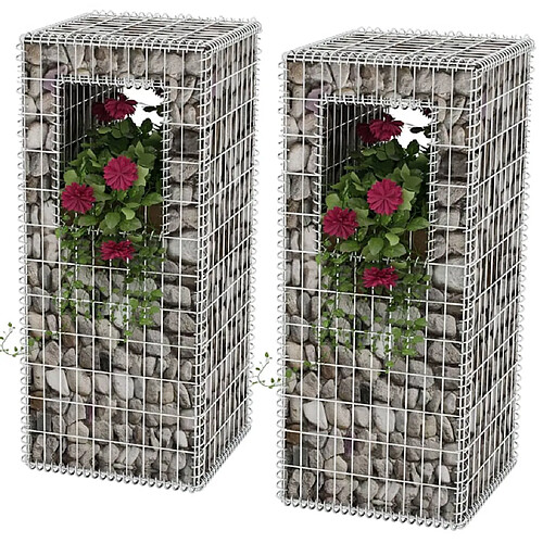 vidaXL Jardinière/Poteau de panier gabion 2 pcs Acier 50x50x120 cm