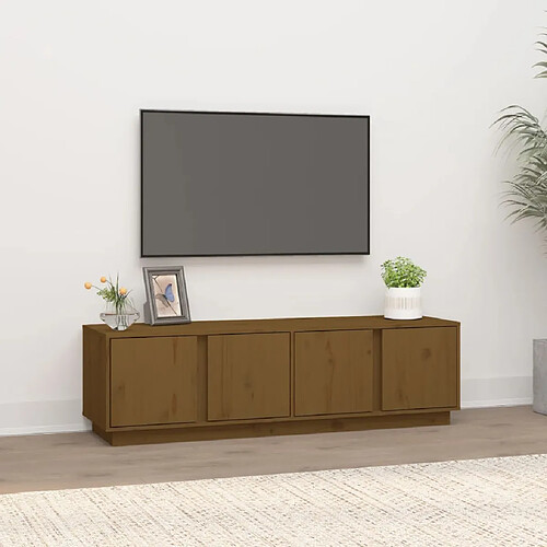 vidaXL Meuble TV Marron miel 140x40x40 cm Bois de pin massif