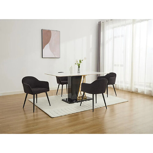 Vente-Unique Lot de 2 chaises BIBO - avec accoudoirs - Effet velours & métal - Noir