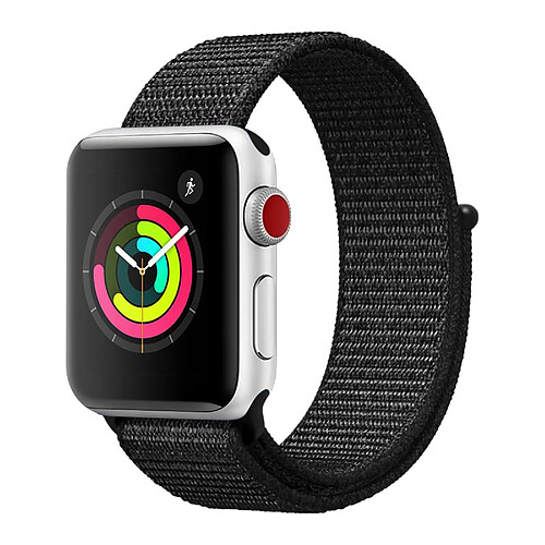 Avizar Bracelet Apple Watch 42 et 44 mm Velcro en Nylon Tissé - Noir