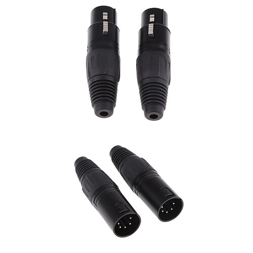 4 Pièces 5Pin / 5P XLR Connector Plug Mâle + Femelle Audio Microphone Connector pour Audio Microphone