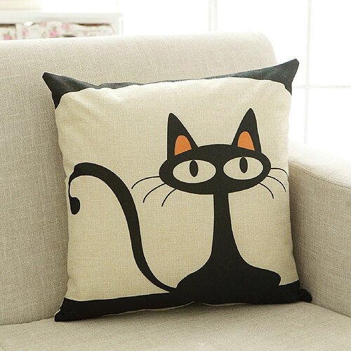 Chat De Bande Dessinée Coton Imprimé Lin Taille Coussin Housse De Coussin De Cas Décor