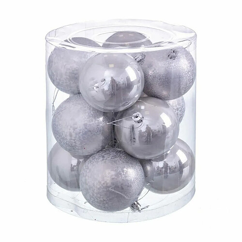 BigBuy Christmas Boules de Noël Multicouleur Cuivre Plastique 8 x 8 x 8 cm (12 Unités)