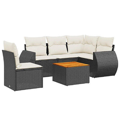 Maison Chic Salon de jardin 6 pcs avec coussins | Ensemble de Table et chaises | Mobilier d'Extérieur noir résine tressée -GKD37546