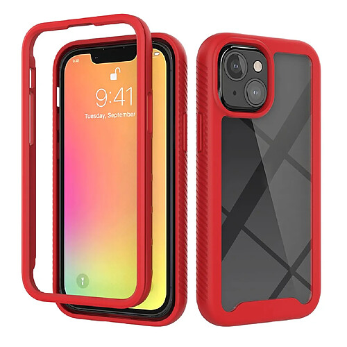 Coque en TPU + acrylique solide hybride rouge/cadre rouge pour votre Apple iPhone 13 mini 5.4 pouces