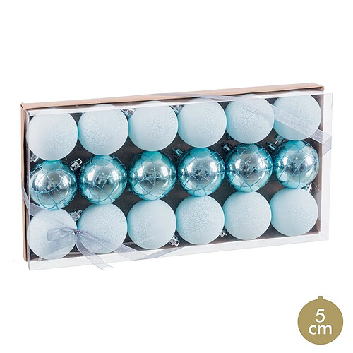 BigBuy Home Boules de Noël Bleu Plastique Ø 5 cm (18 Unités)