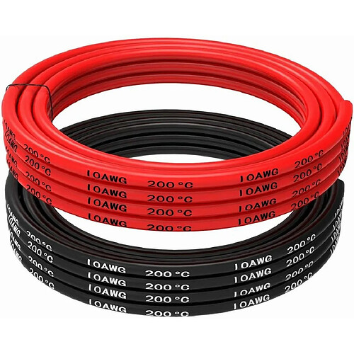 Câble silicone 10 AWG 5m Flexible | Conductivité supérieure avec fil de cuivre étamé | Résistant aux hautes températures, rouge