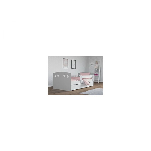 Lit Julie mix gris tiroir et matelas inclus 160/80