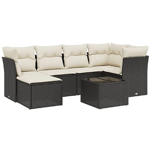 Maison Chic Ensemble Tables et chaises d'extérieur 7pcs avec coussins,Salon de jardin noir résine tressée -GKD495444