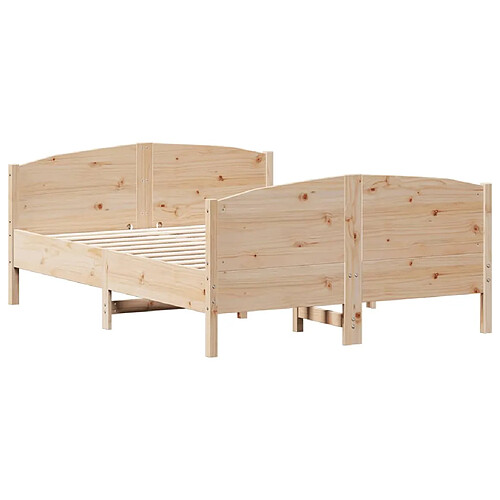 Vidaxl Cadre de lit avec tête de lit 140x190 cm bois de pin massif