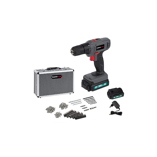 Power Plus Coffret perceuse/visseuse 18V Li-Ion 2 batteries + 153 accessoires