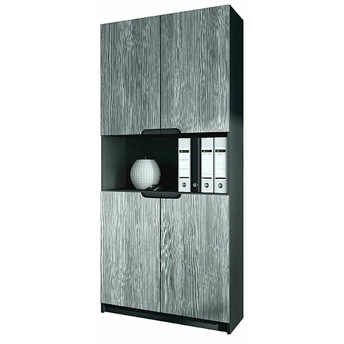 Mpc Armoire De Bureau Noir Mat Et Anthracite Avola (lxhxp) : 82 X 184 X 37