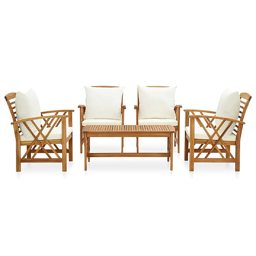 Maison Chic Salon de jardin 5 pcs + coussins - Mobilier/Meubles de jardin - Table et chaises d'extérieur Bois d'acacia solide -MN49385