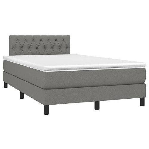 Maison Chic Lit adulte- Lit + matelas,Sommier à lattes de lit avec matelas gris foncé 120x190cm tissu -GKD22125