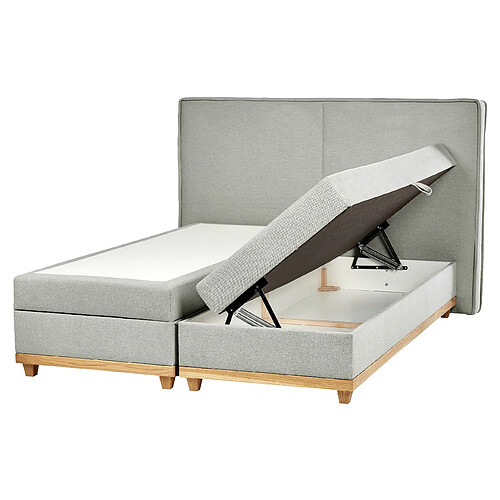 Beliani Lit boxspring en tissu 160 x 200 cm gris clair DYNASTY