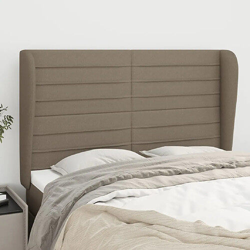 vidaXL Tête de lit avec oreilles Taupe 147x23x118/128 cm Tissu