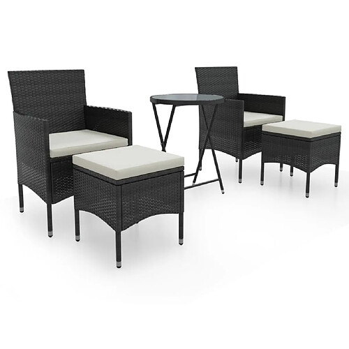 Maison Chic Table de bistro et chaises d'extérieur 5 pcs,Ensemble de bistro de jardin pour relax poly rotin et verre trempé -GKD519406