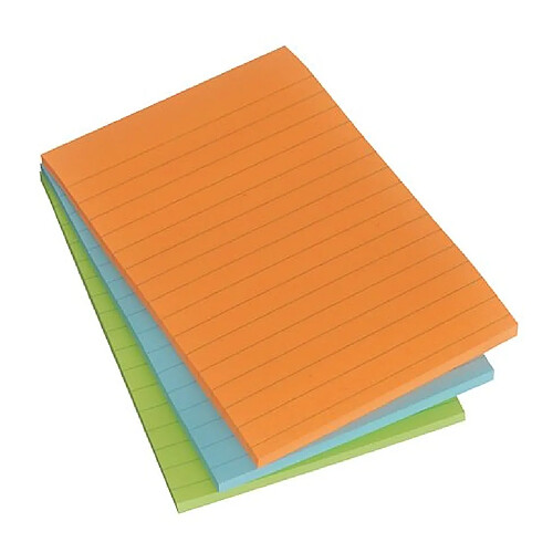 Bloc ligné assortis Post-it 102 x 152 mm - bloc de 45 feuilles - Lot de 12