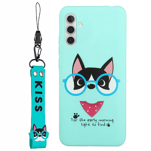 Coque en silicone avec lanière bleu ciel pour votre Samsung Galaxy A13 5G