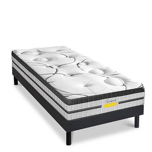 MAISON AUBERTIN Sommier Noir + matelas Ressorts 90x200