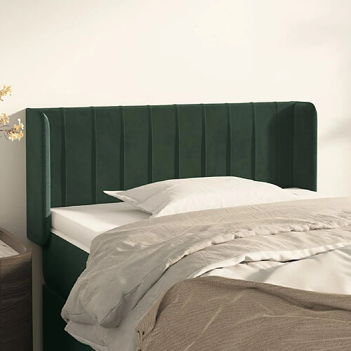 vidaXL Tête de lit avec oreilles Vert foncé 93x16x78/88 cm Velours